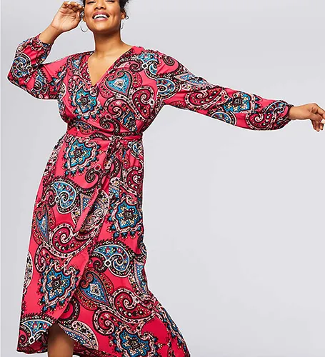 Loft Paisley Wrap Midi Dress