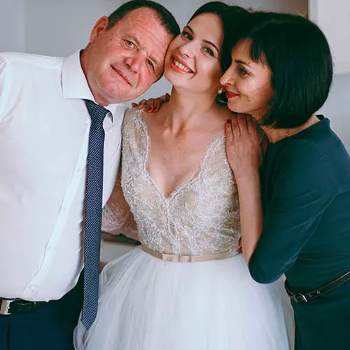 Bride with parents
