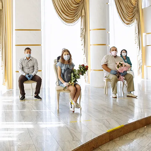 Wedding Guests with Masks