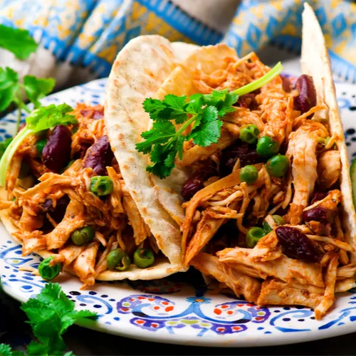 spicy shredded chicken tacos