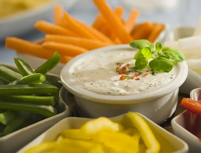 Vegetable platter with ranch dressing
