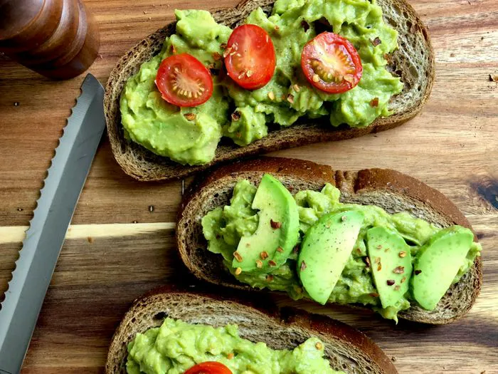 Plate of avocado toast.