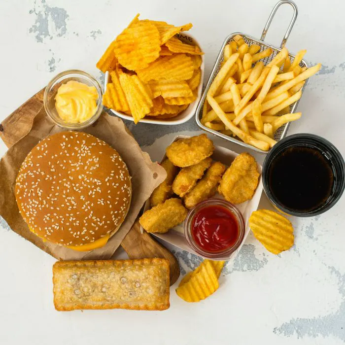 fast food burgers fries