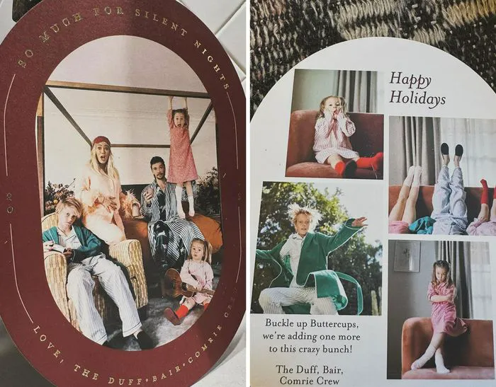 Hilary Duff Christmas card pregnancy announcement Instagram