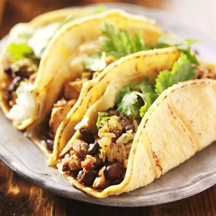 chicken and bean tacos