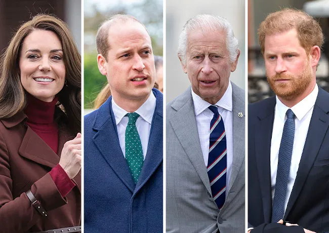 Kate Middleton with Prince Harry and Prince William and King Charles