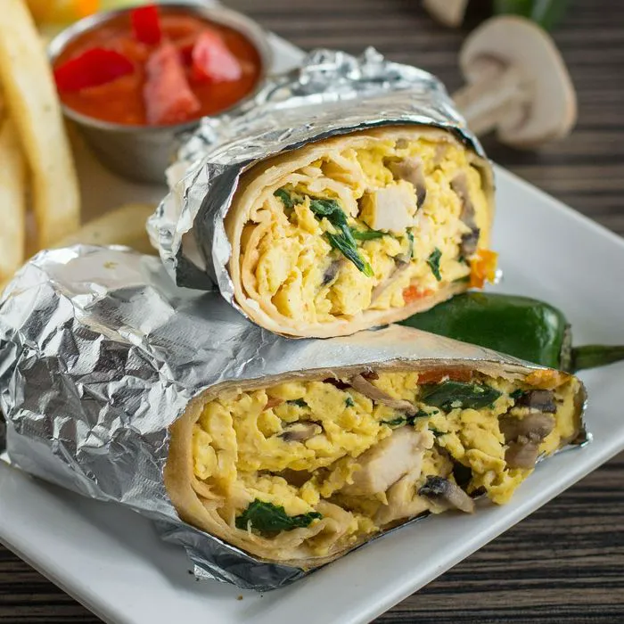 breakfast burrito with black beans and avocado