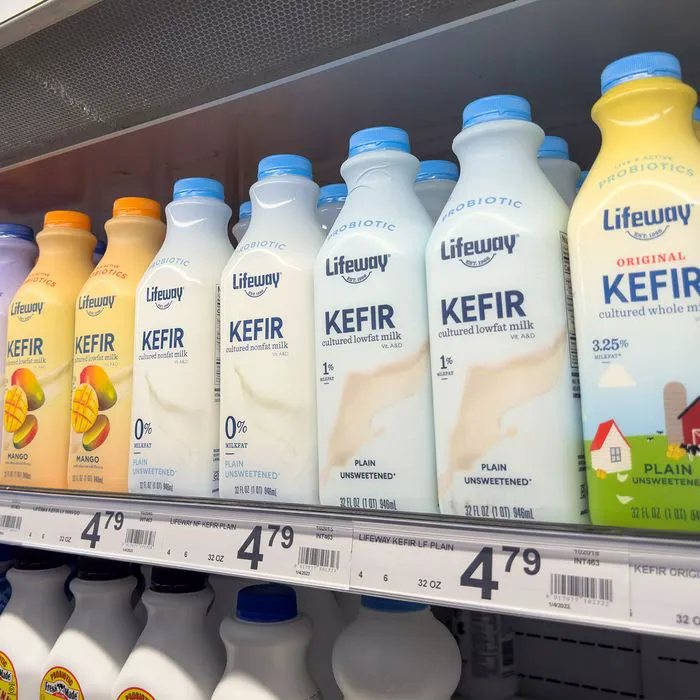 kefir drinks at store