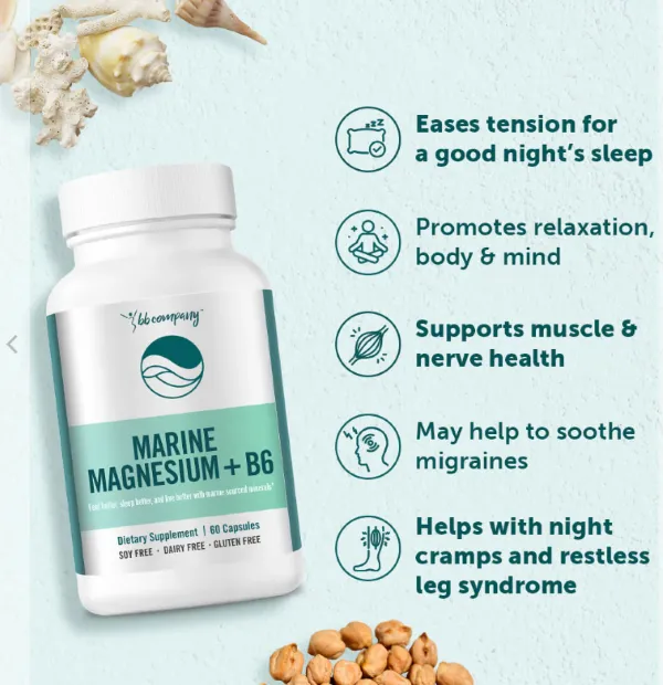 "Marine Magnesium + B6 supplement packaging"