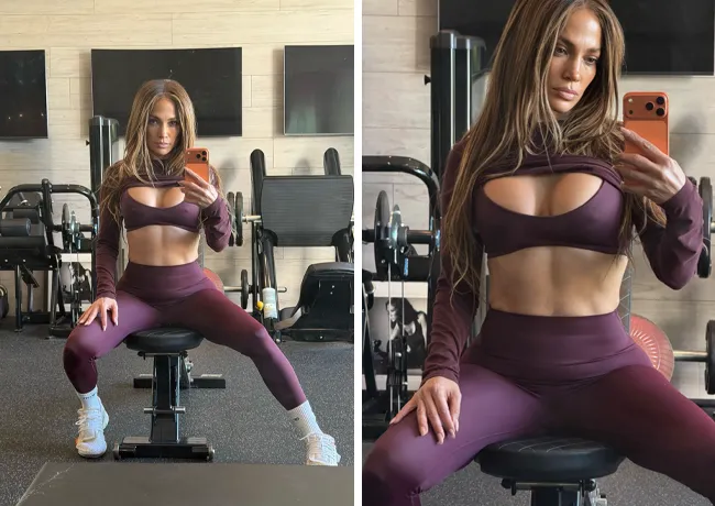 Jennifer Lopez Instagram workout selfies