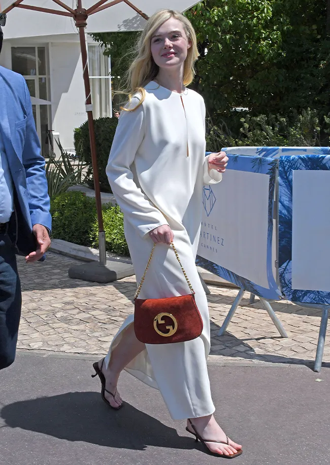 Elle Fanning flip flop heeled sandals Cannes