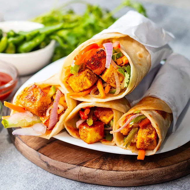 Indian Paneer Roll, a popular street food option.