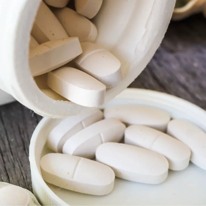 Calcium supplements supporting strong bones and beautiful skin.