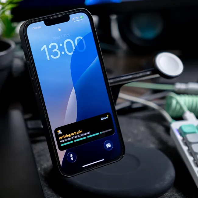 iPhone charging with a cable