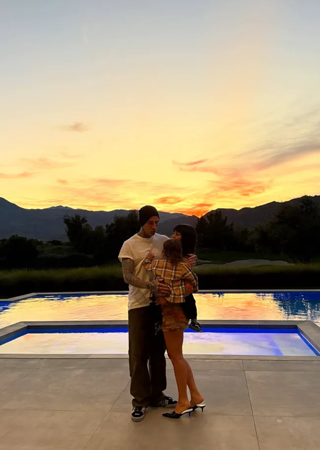 Kourtney Kardashian and Travis Barker with baby Rocky