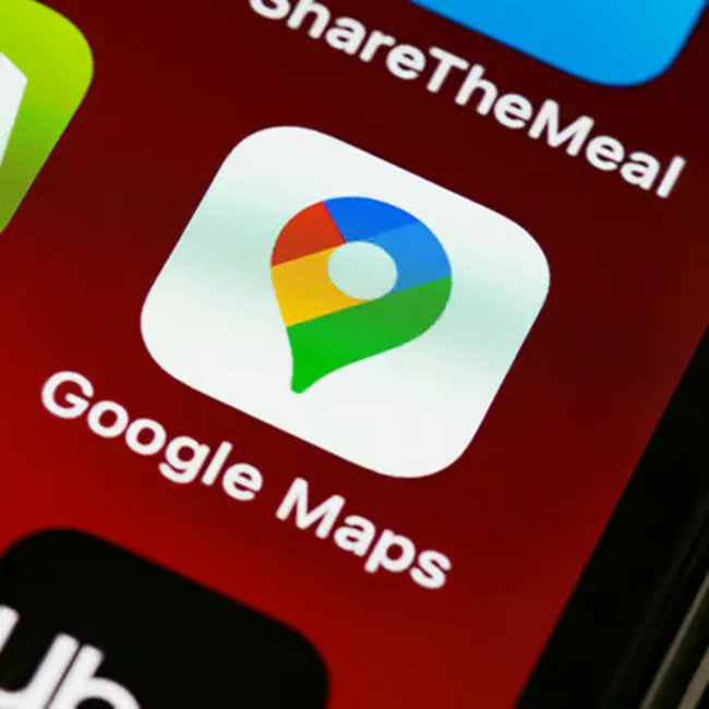 "Google Maps app interface on an iPhone"