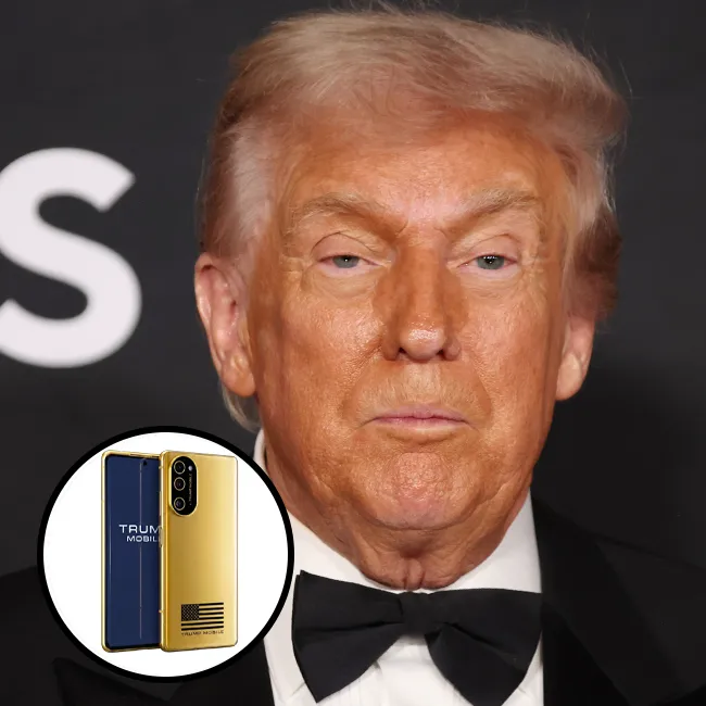 "Donald Trump with his mobile phone"