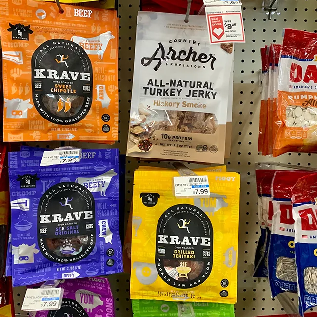 "Krave beef and turkey jerky"