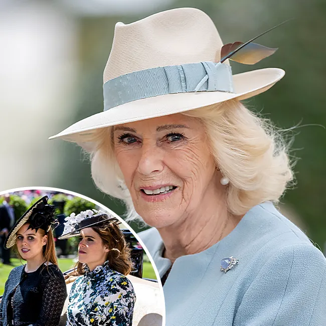 "Queen Camilla with Princess Beatrice and Princess Eugenie"