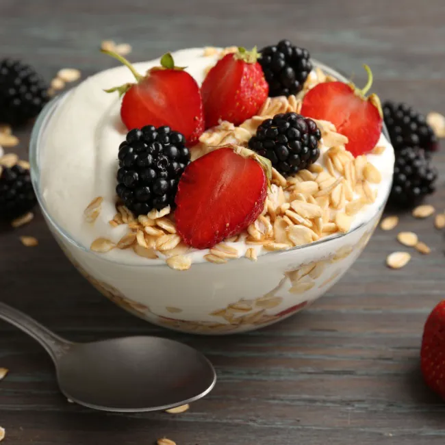 "Greek yogurt with potato chips"