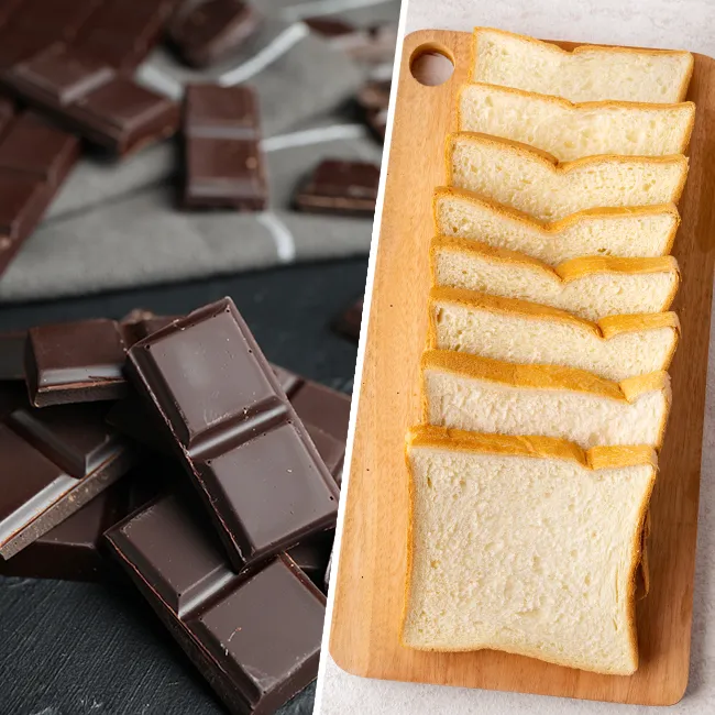 "Dark chocolate and white bread"