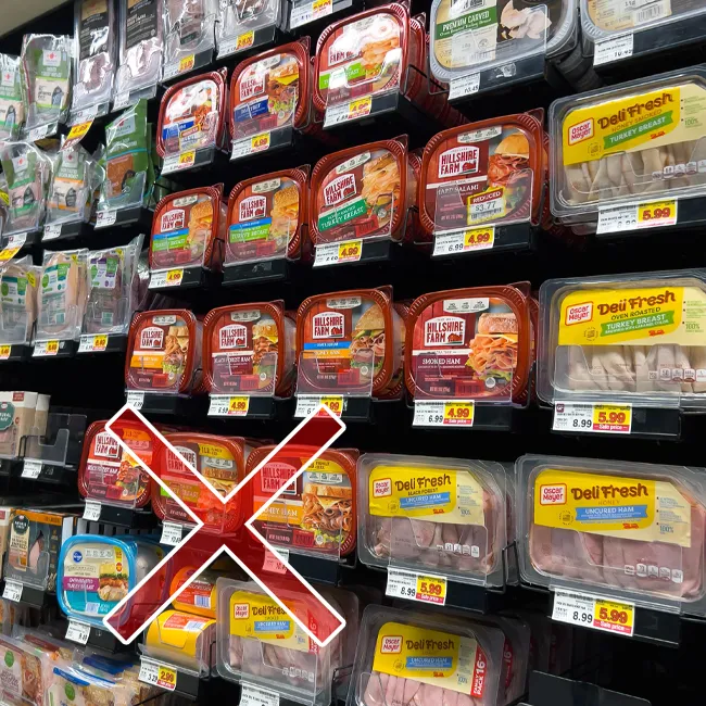 "Deli meat aisle in a grocery store"