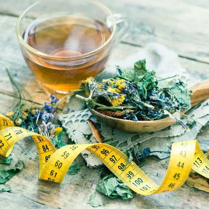 "Detox tea product on a white background"
