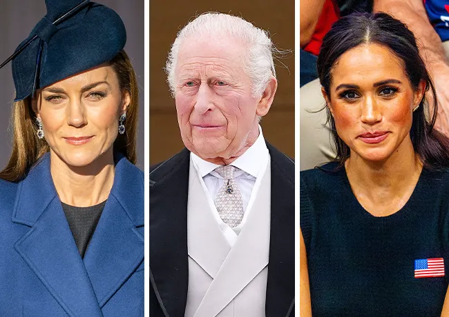 King Charles with Kate Middleton and Meghan Markle