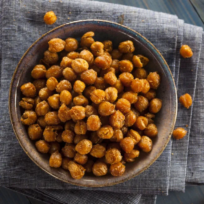 "Bowl of roasted chickpeas"