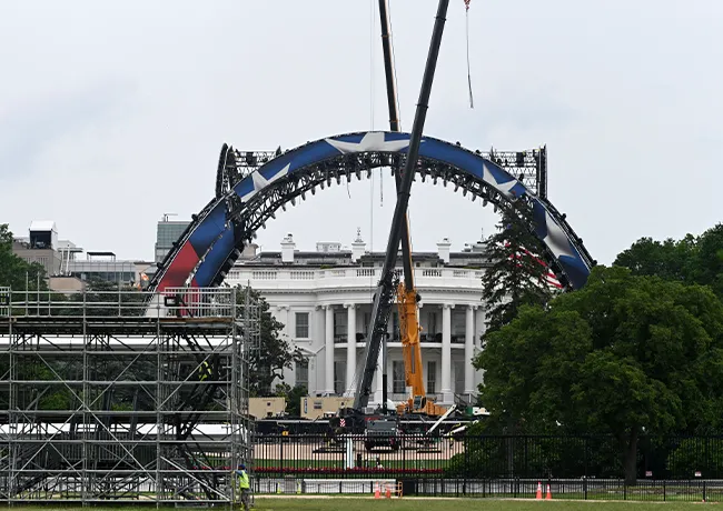 UFC ring construction site on the South Lawn of the White House